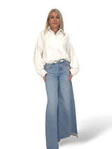 JEANS PALAZZO DESHILACHADO STRASS JOT