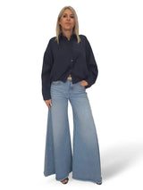 JEANS PALAZZO DESHILACHADO STRASS JOT