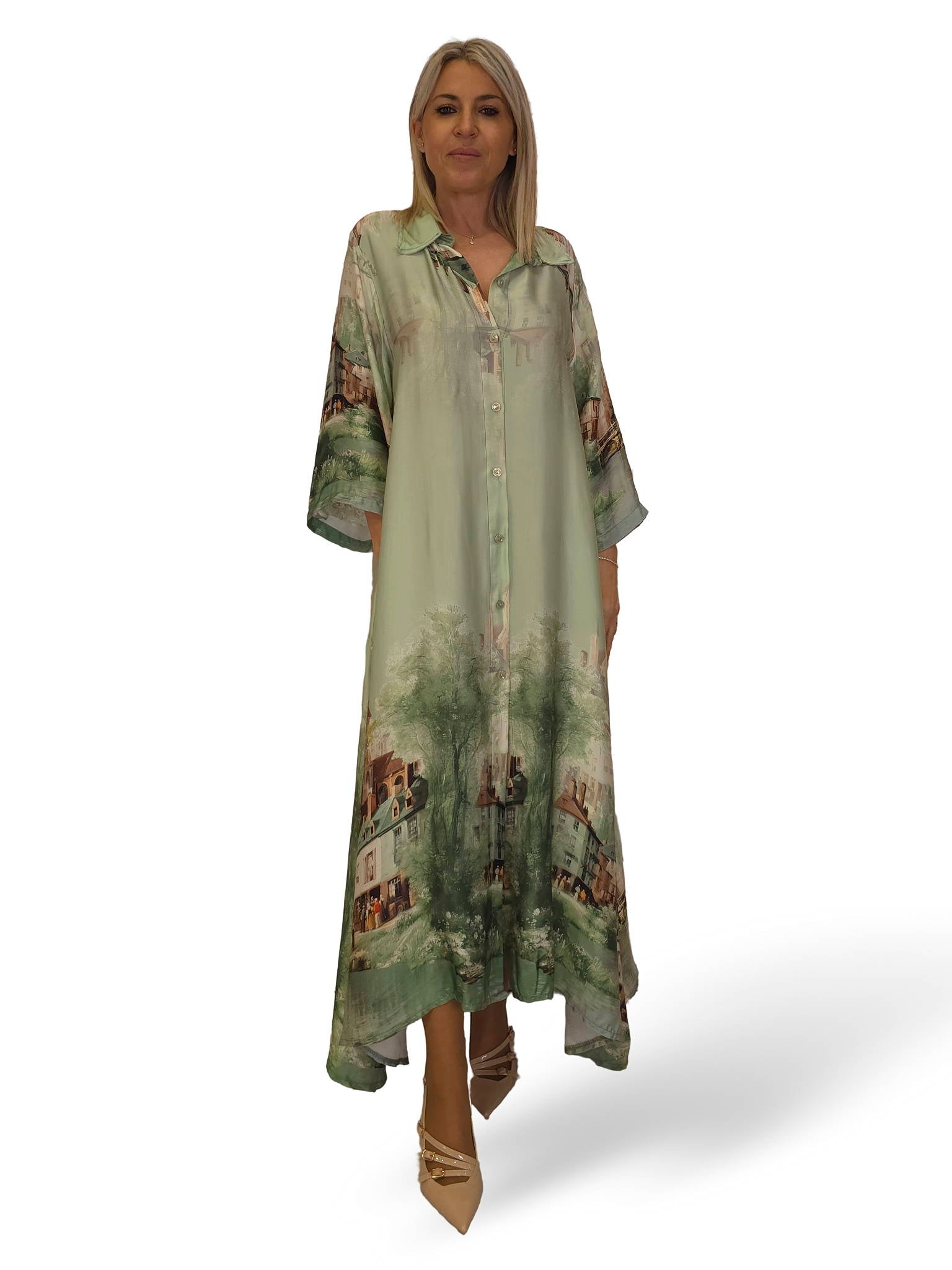 VESTIDO CAMISERO RASO ESTAMPADO JOT