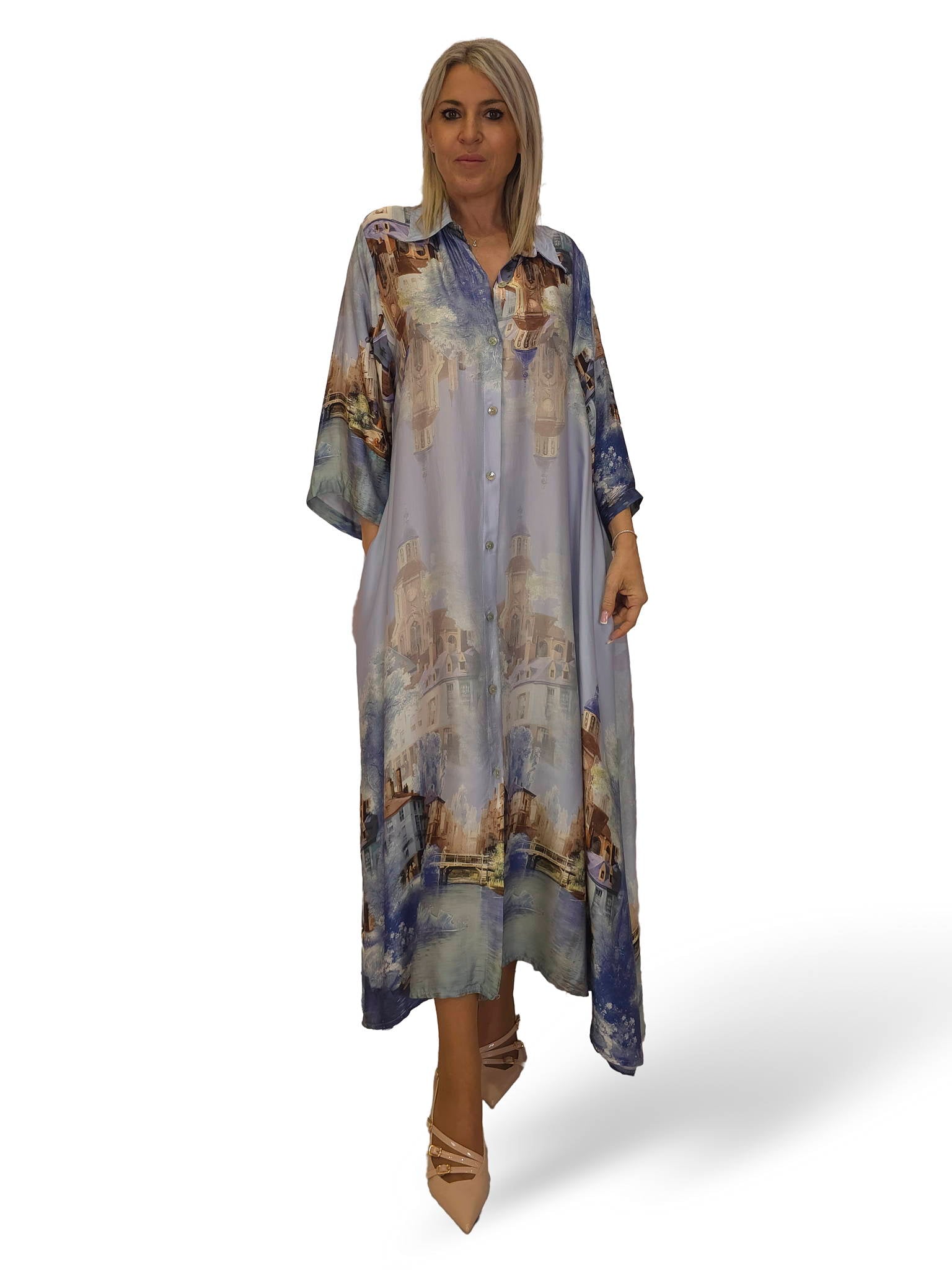 VESTIDO CAMISERO RASO ESTAMPADO JOT