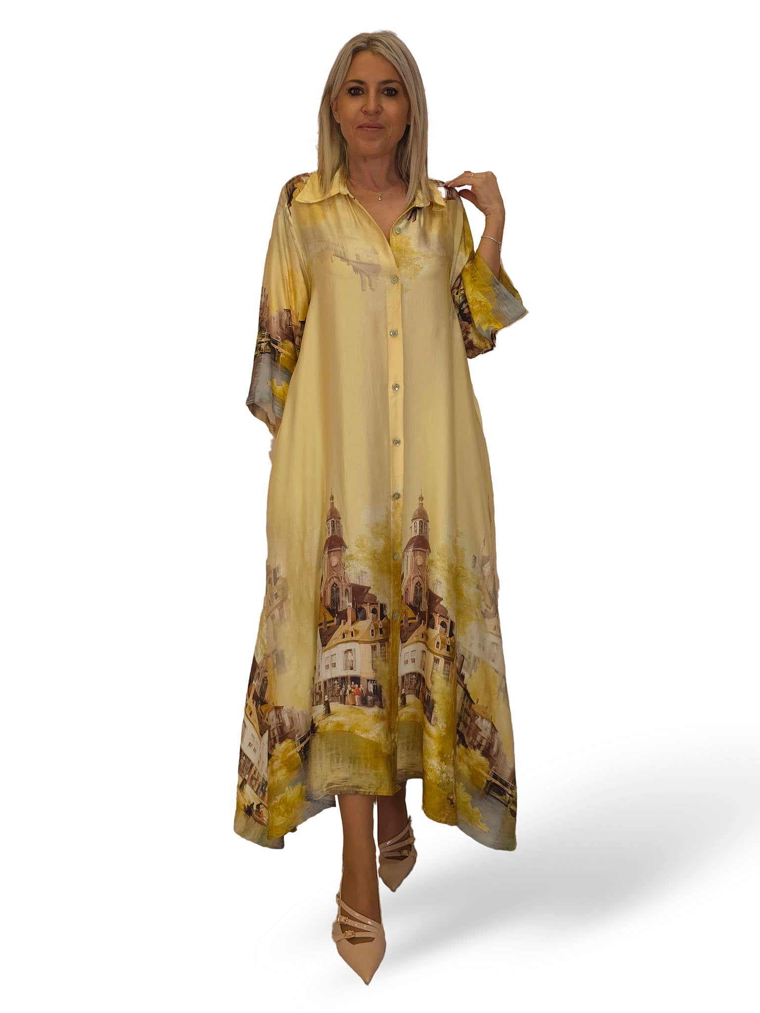 VESTIDO CAMISERO RASO ESTAMPADO JOT