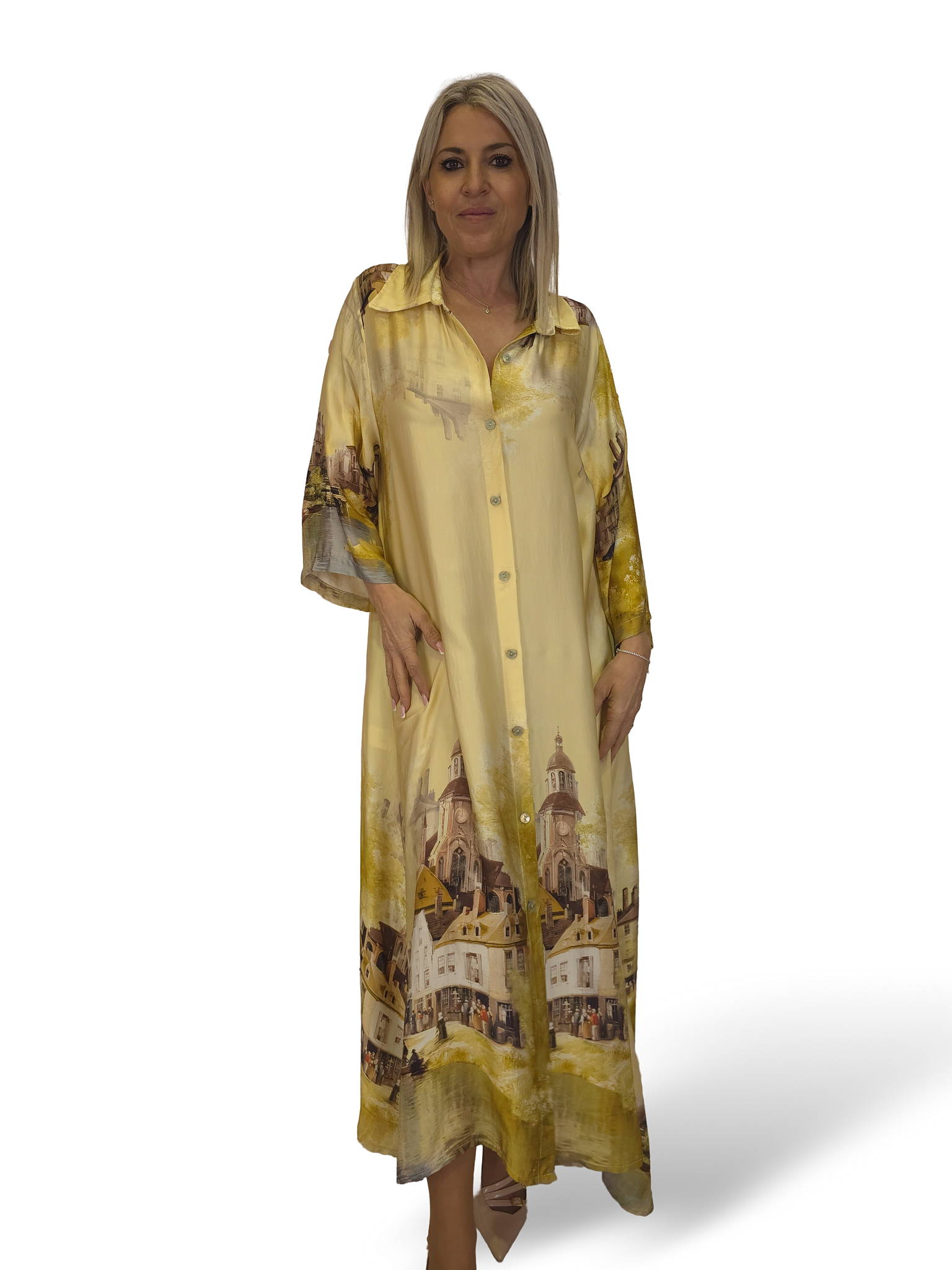 VESTIDO CAMISERO RASO ESTAMPADO JOT