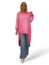 MAXI SUDADERA COMBINADA DENIM ASIMÉTRICA