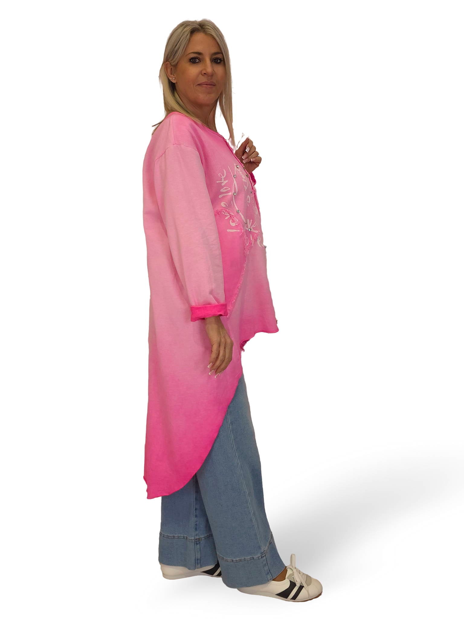 MAXI SUDADERA COMBINADA DENIM ASIMÉTRICA