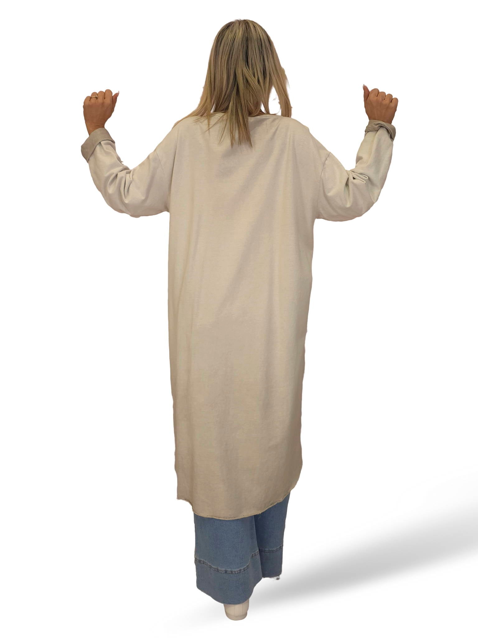 MAXI SUDADERA COMBINADA DENIM ASIMÉTRICA