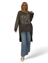 MAXI SUDADERA COMBINADA DENIM ASIMÉTRICA