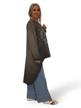 MAXI SUDADERA COMBINADA DENIM ASIMÉTRICA