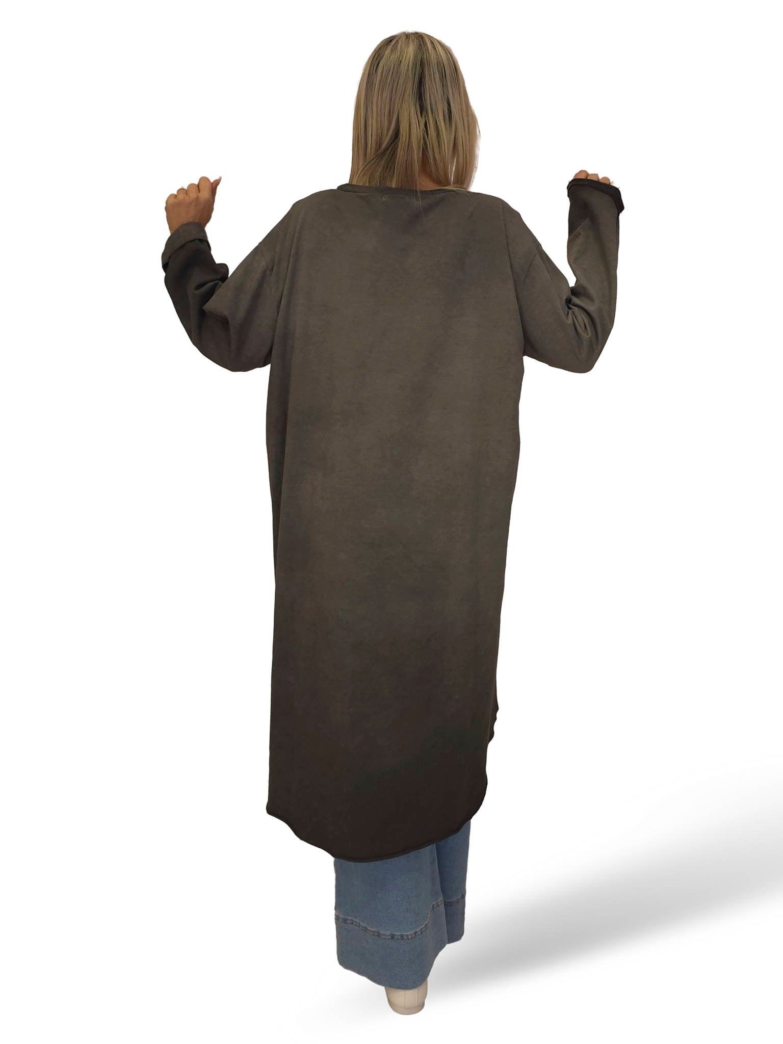 MAXI SUDADERA COMBINADA DENIM ASIMÉTRICA