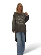 MAXI SUDADERA COMBINADA DENIM ASIMÉTRICA