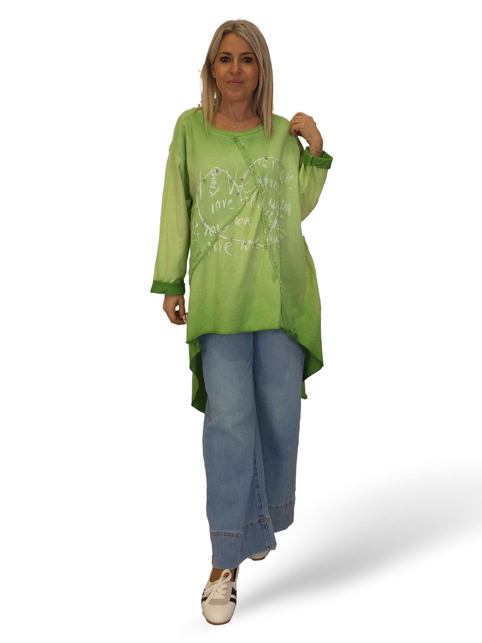 MAXI SUDADERA COMBINADA DENIM ASIMÉTRICA