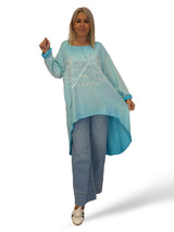 MAXI SUDADERA COMBINADA DENIM ASIMÉTRICA