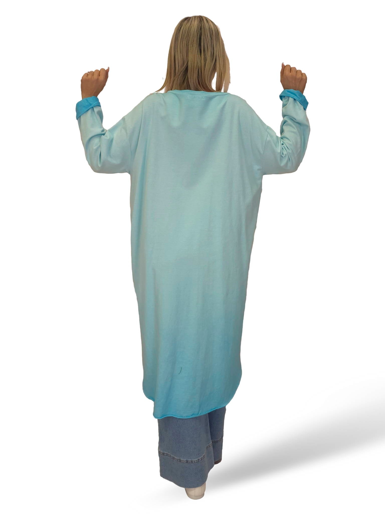 MAXI SUDADERA COMBINADA DENIM ASIMÉTRICA