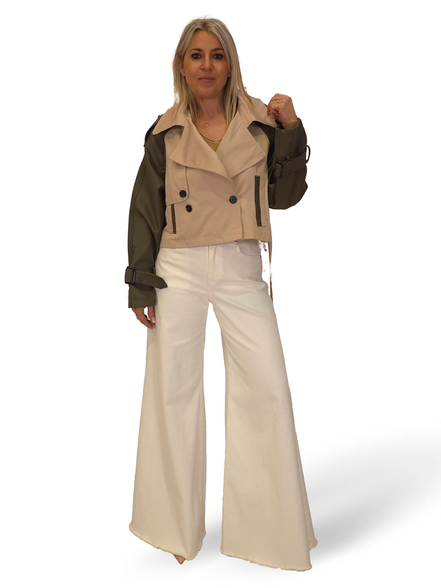 GABARDINA CORTA COMBINADA POLIPIEL