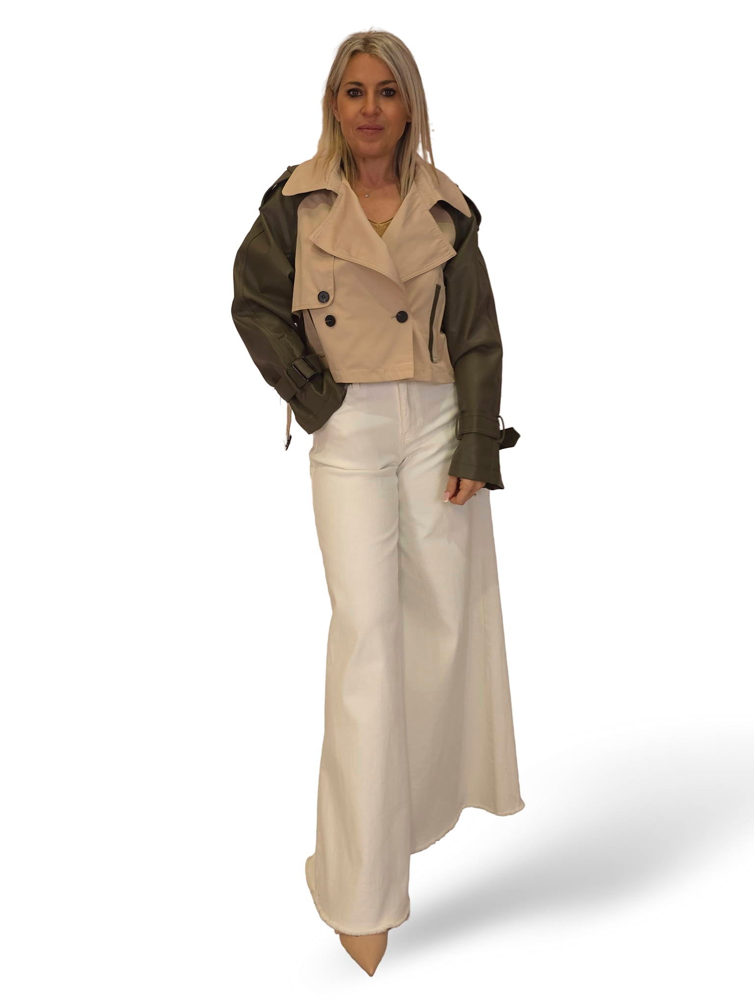 GABARDINA CORTA COMBINADA POLIPIEL