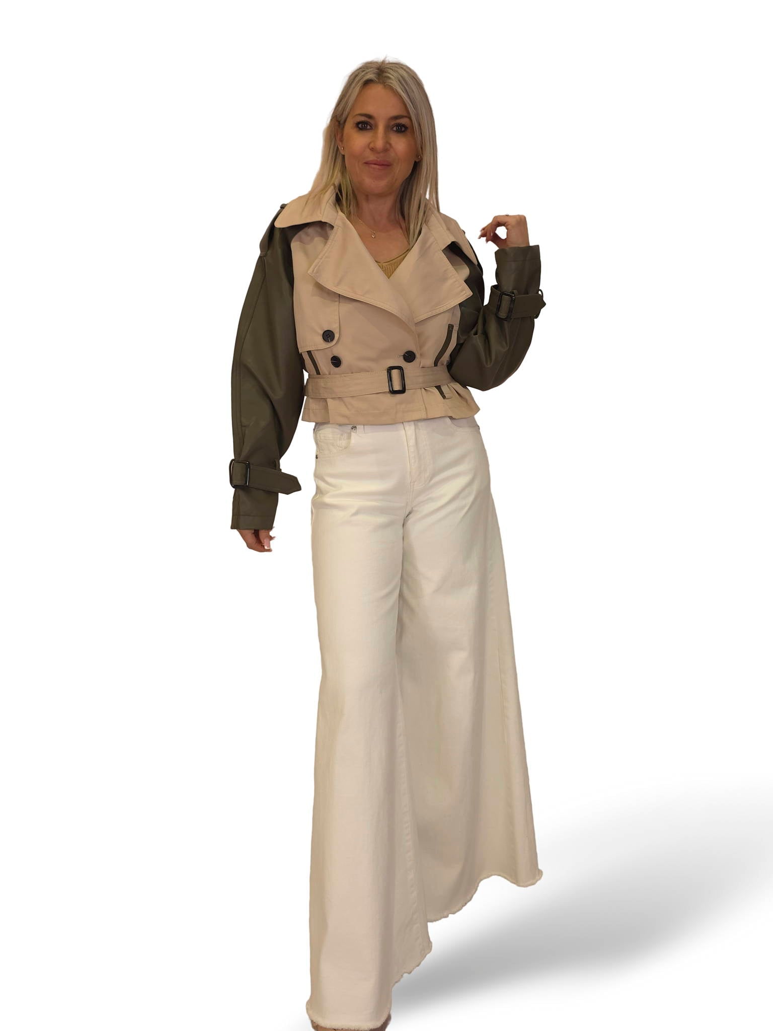 GABARDINA CORTA COMBINADA POLIPIEL