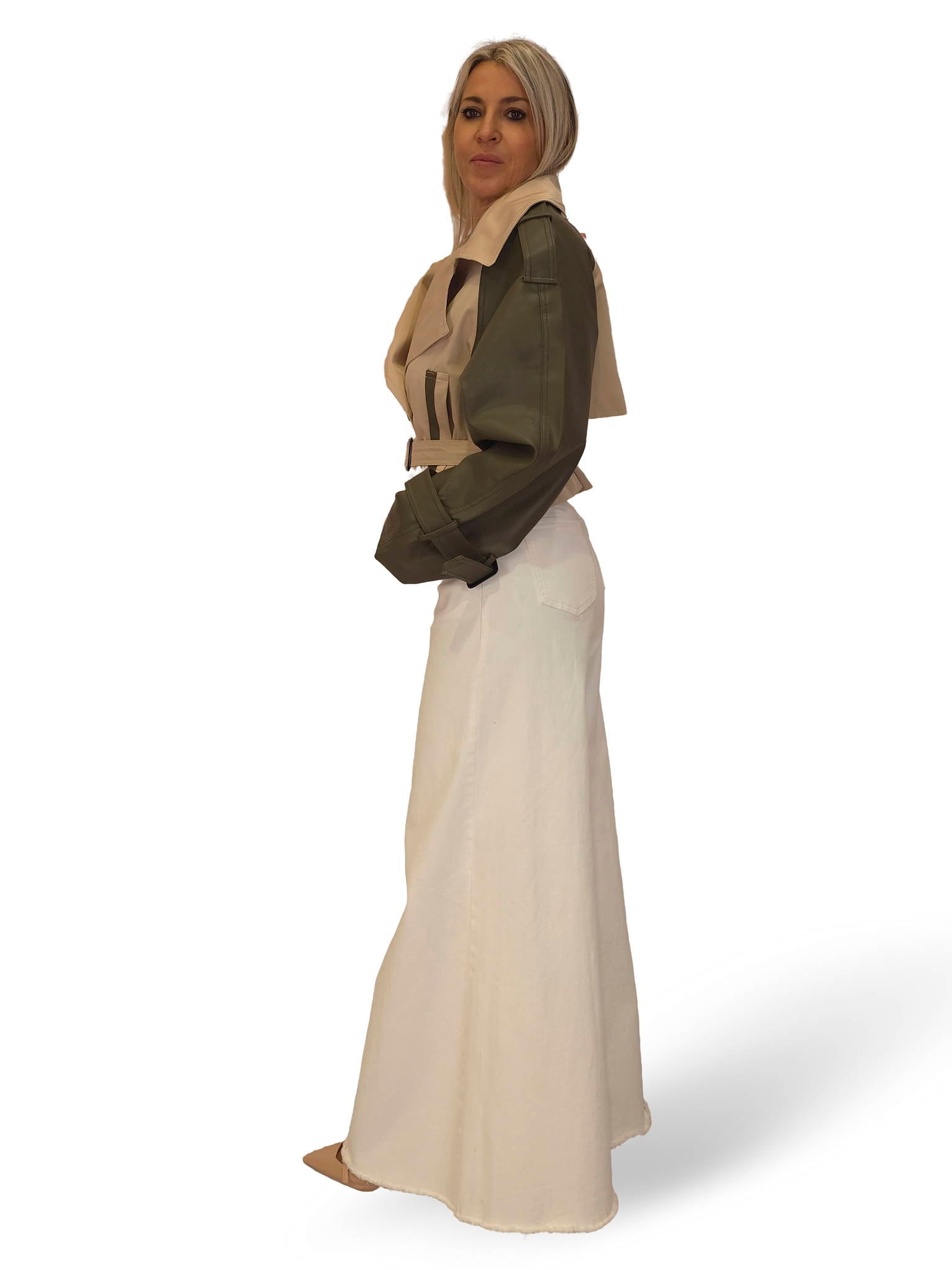 GABARDINA CORTA COMBINADA POLIPIEL