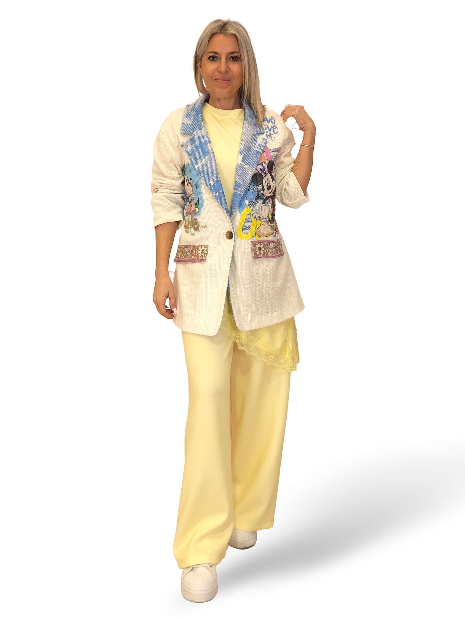 BLAUER JACQUARD-BLAZER MIT REVERSVERSCHLUSS