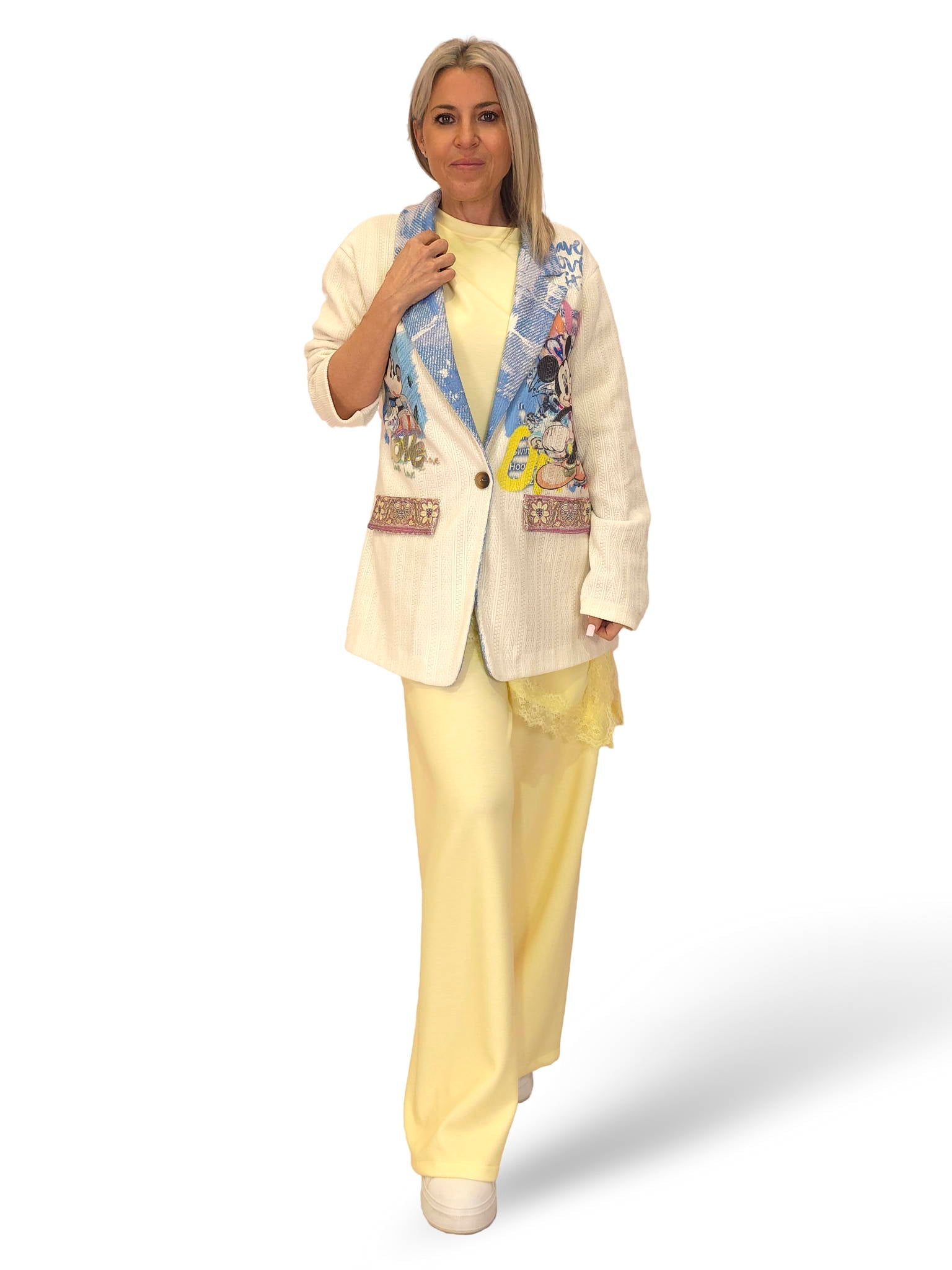 BLAUER JACQUARD-BLAZER MIT REVERSVERSCHLUSS