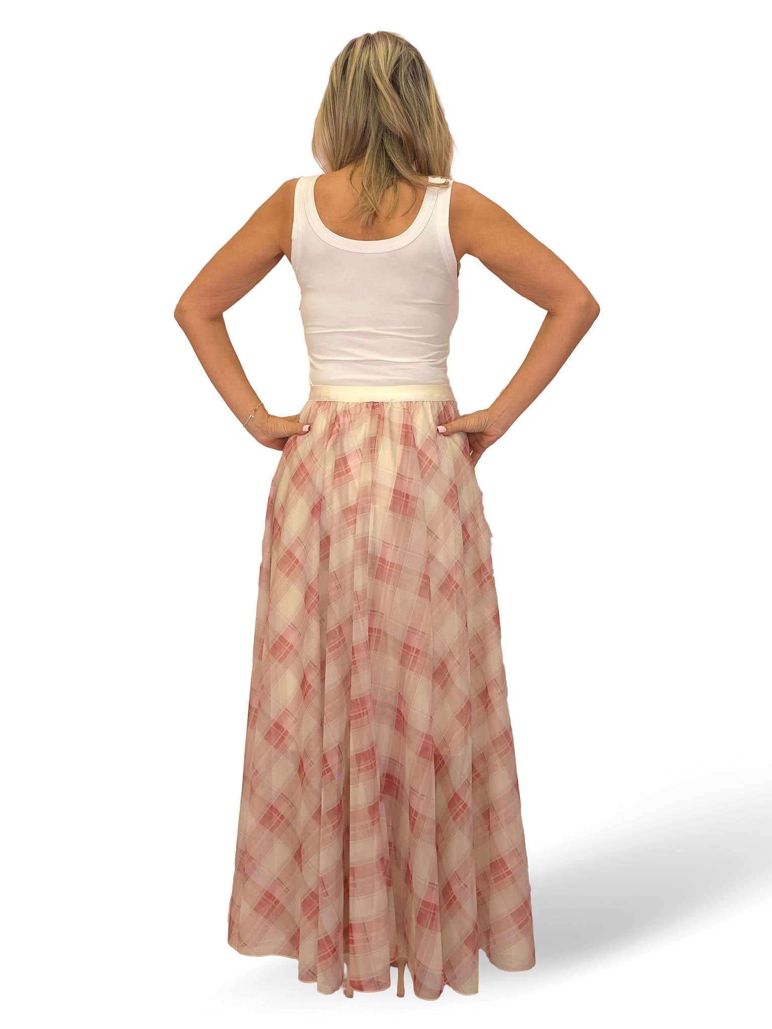 FALDA LARGA TUL CUADROS JOT