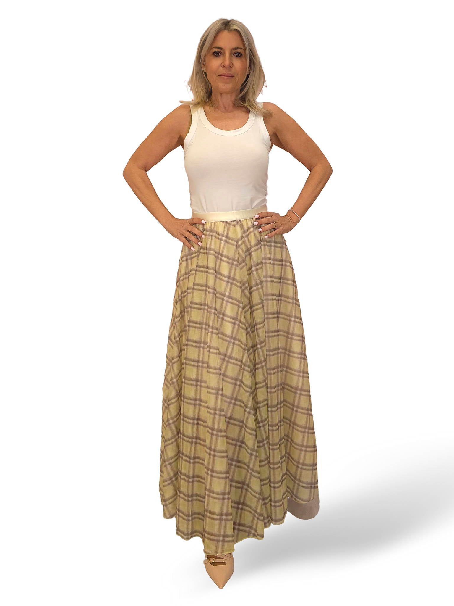 FALDA LARGA TUL CUADROS JOT