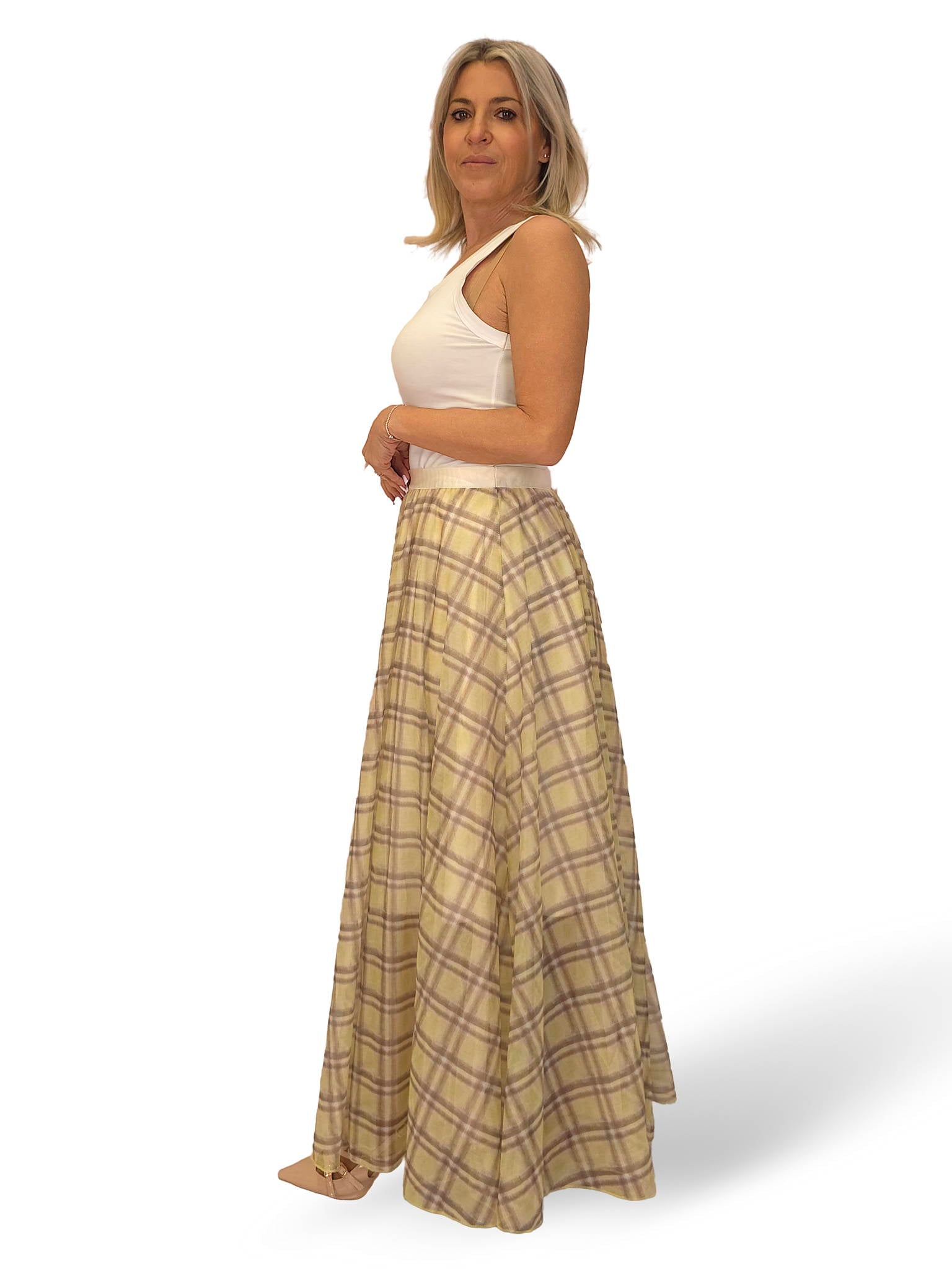 FALDA LARGA TUL CUADROS JOT