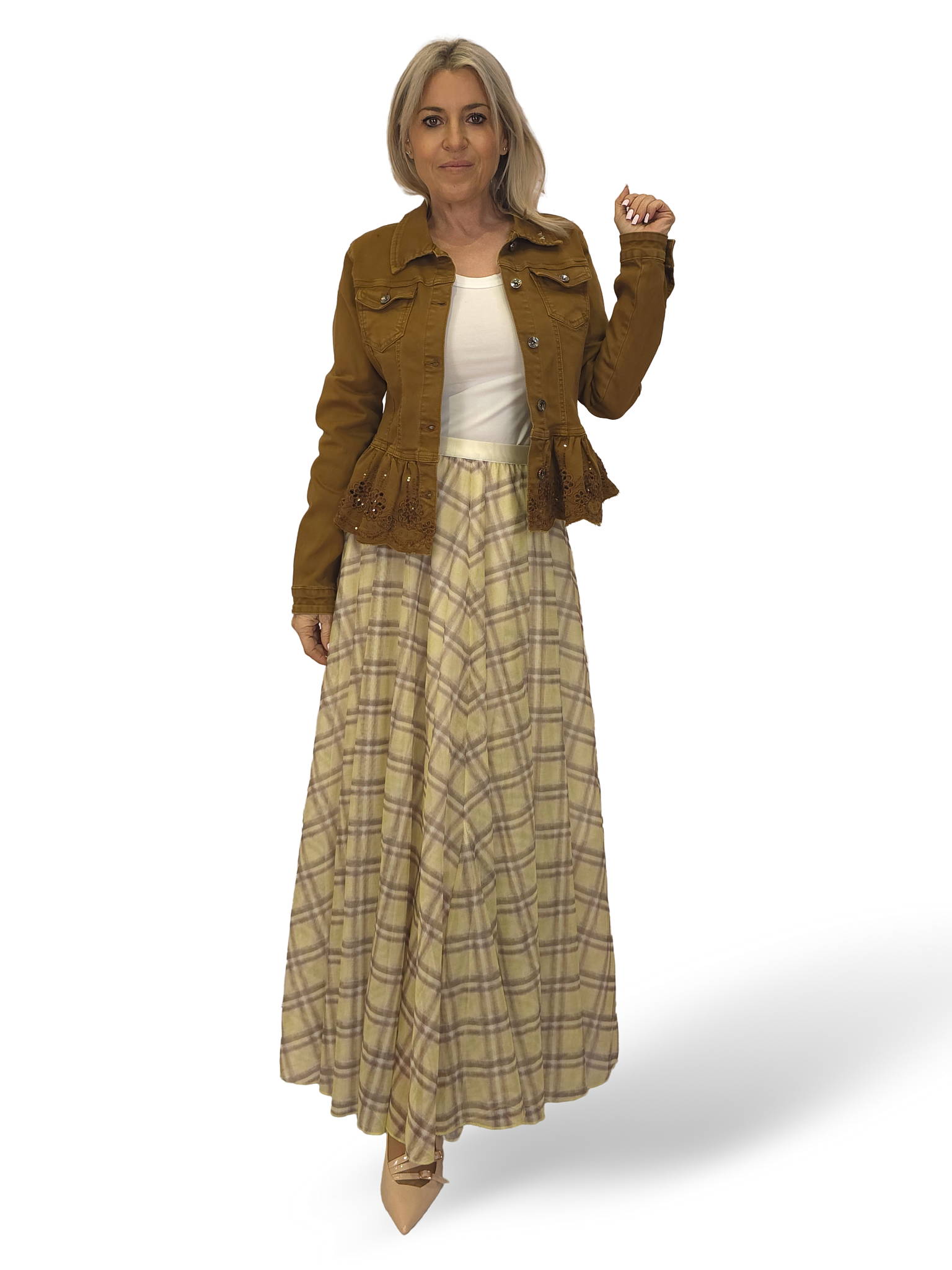 FALDA LARGA TUL CUADROS JOT