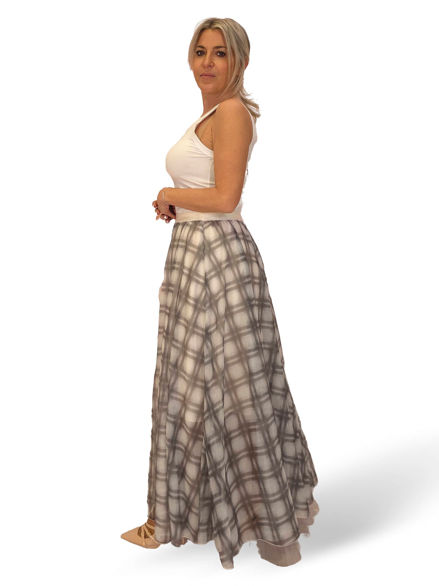 FALDA LARGA TUL CUADROS JOT