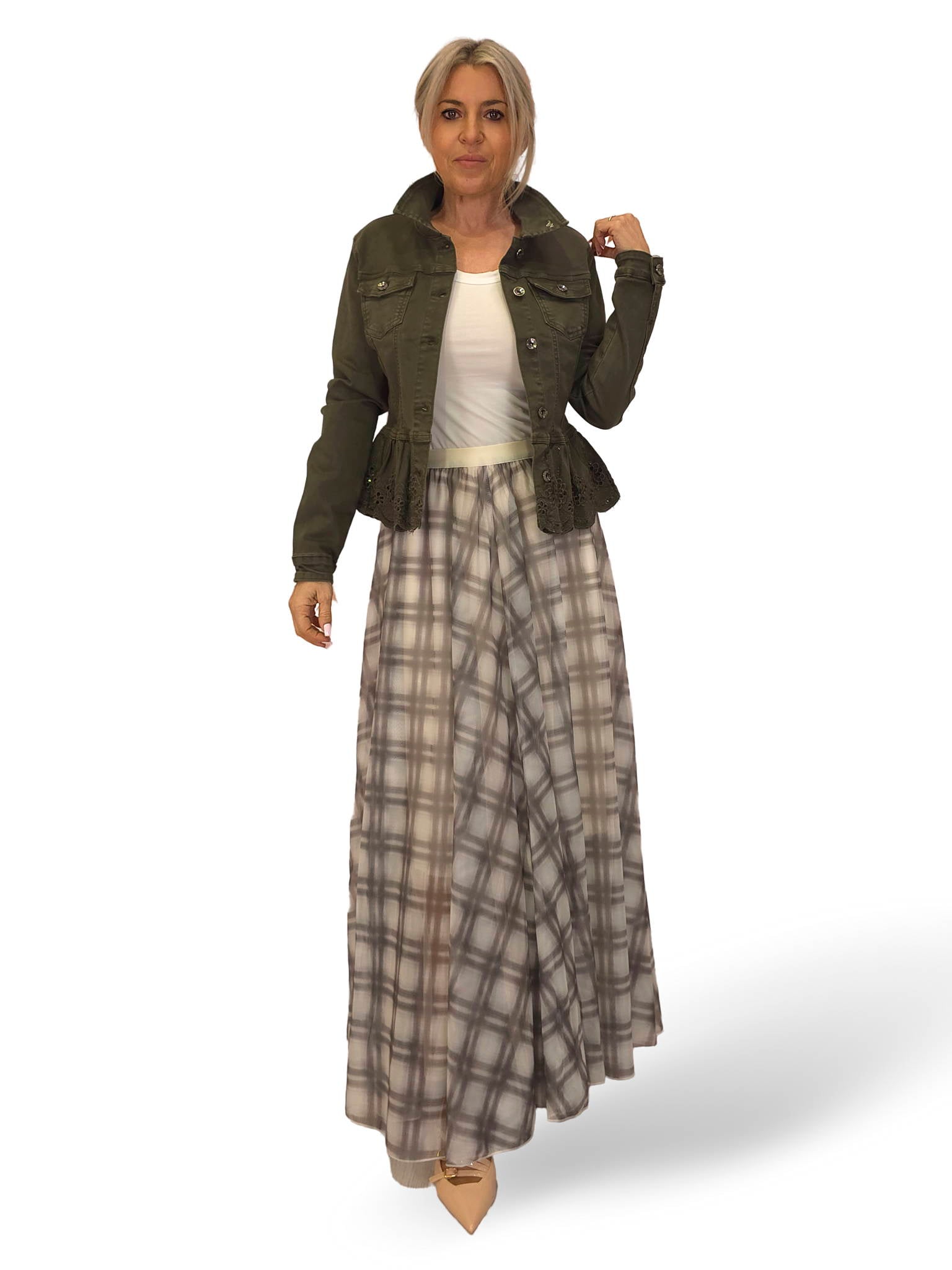 FALDA LARGA TUL CUADROS JOT