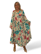 VESTIDO SATINADO FLUIDO FLORES JOT