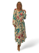 VESTIDO SATINADO FLUIDO FLORES JOT