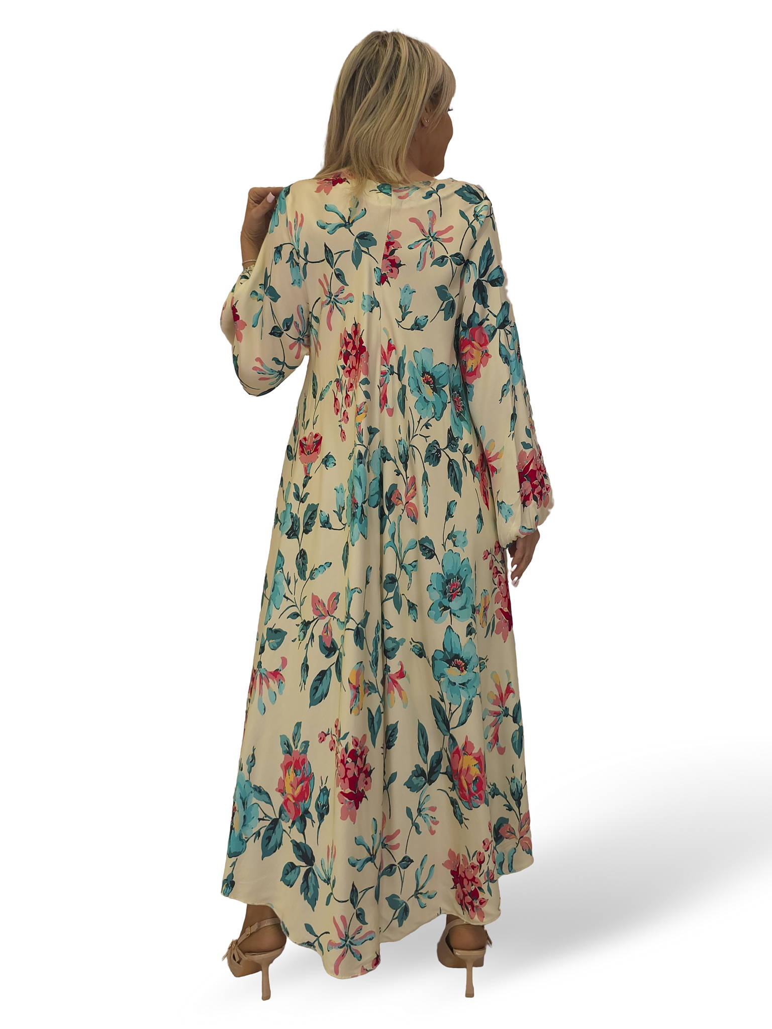 VESTIDO SATINADO FLUIDO FLORES JOT