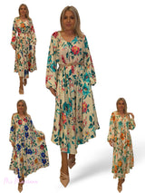 VESTIDO SATINADO FLUIDO FLORES JOT