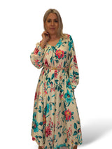 VESTIDO SATINADO FLUIDO FLORES JOT