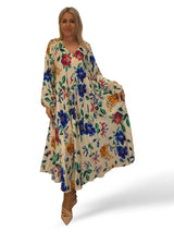 VESTIDO SATINADO FLUIDO FLORES JOT