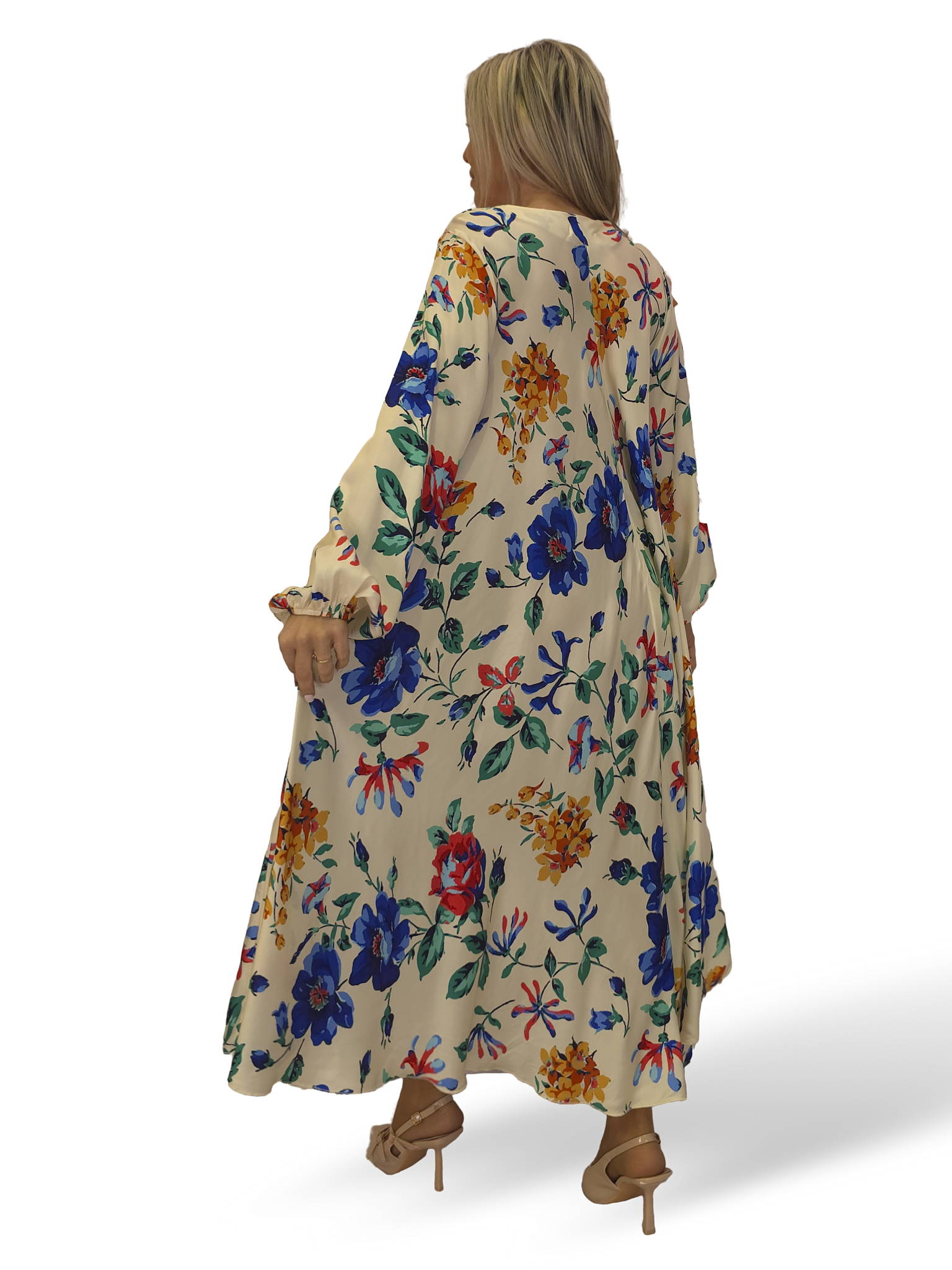 VESTIDO SATINADO FLUIDO FLORES JOT