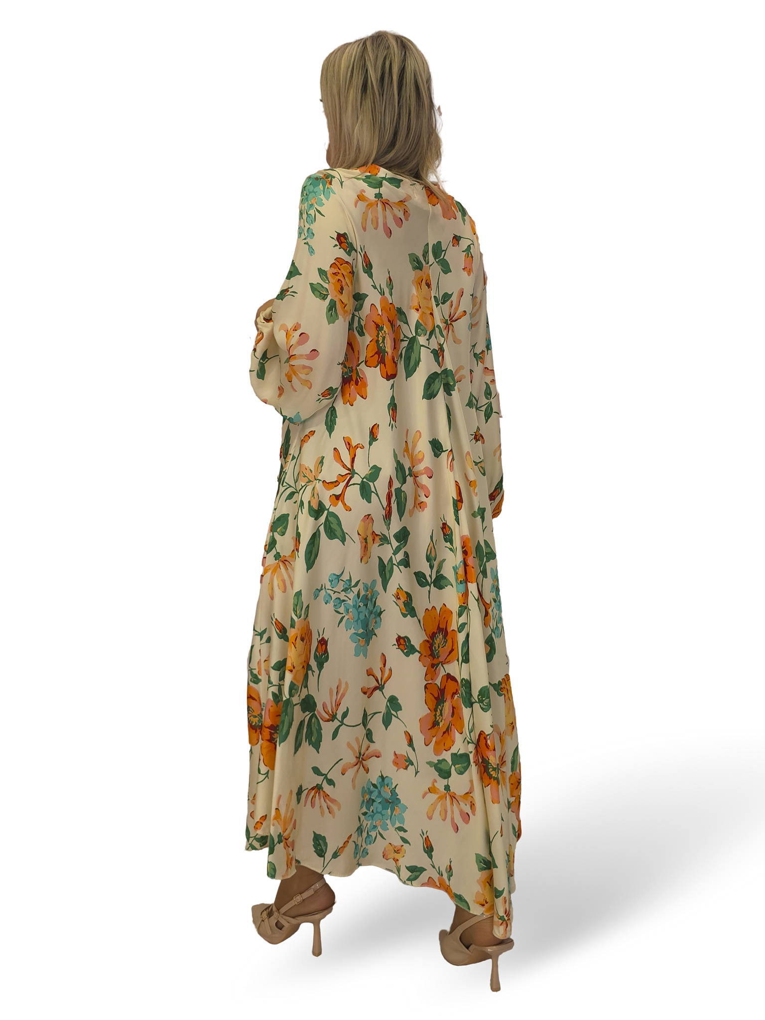 VESTIDO SATINADO FLUIDO FLORES JOT