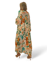 VESTIDO SATINADO FLUIDO FLORES JOT