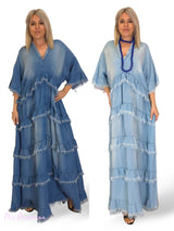 MAXI VESTIDO DENIM TENCEL VOLANTES
