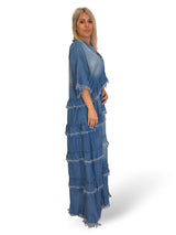 MAXI VESTIDO DENIM TENCEL VOLANTES