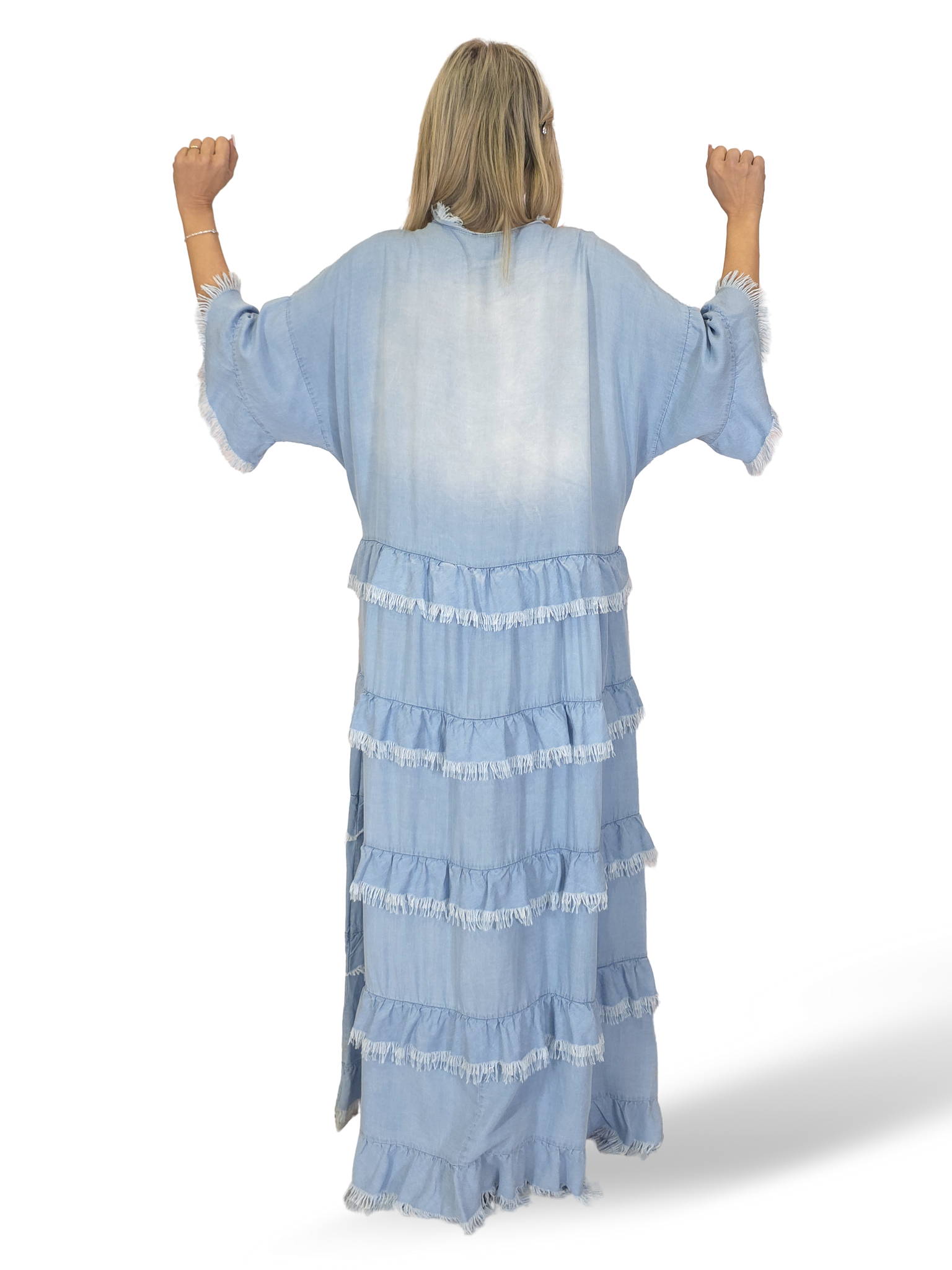 MAXI VESTIDO DENIM TENCEL VOLANTES