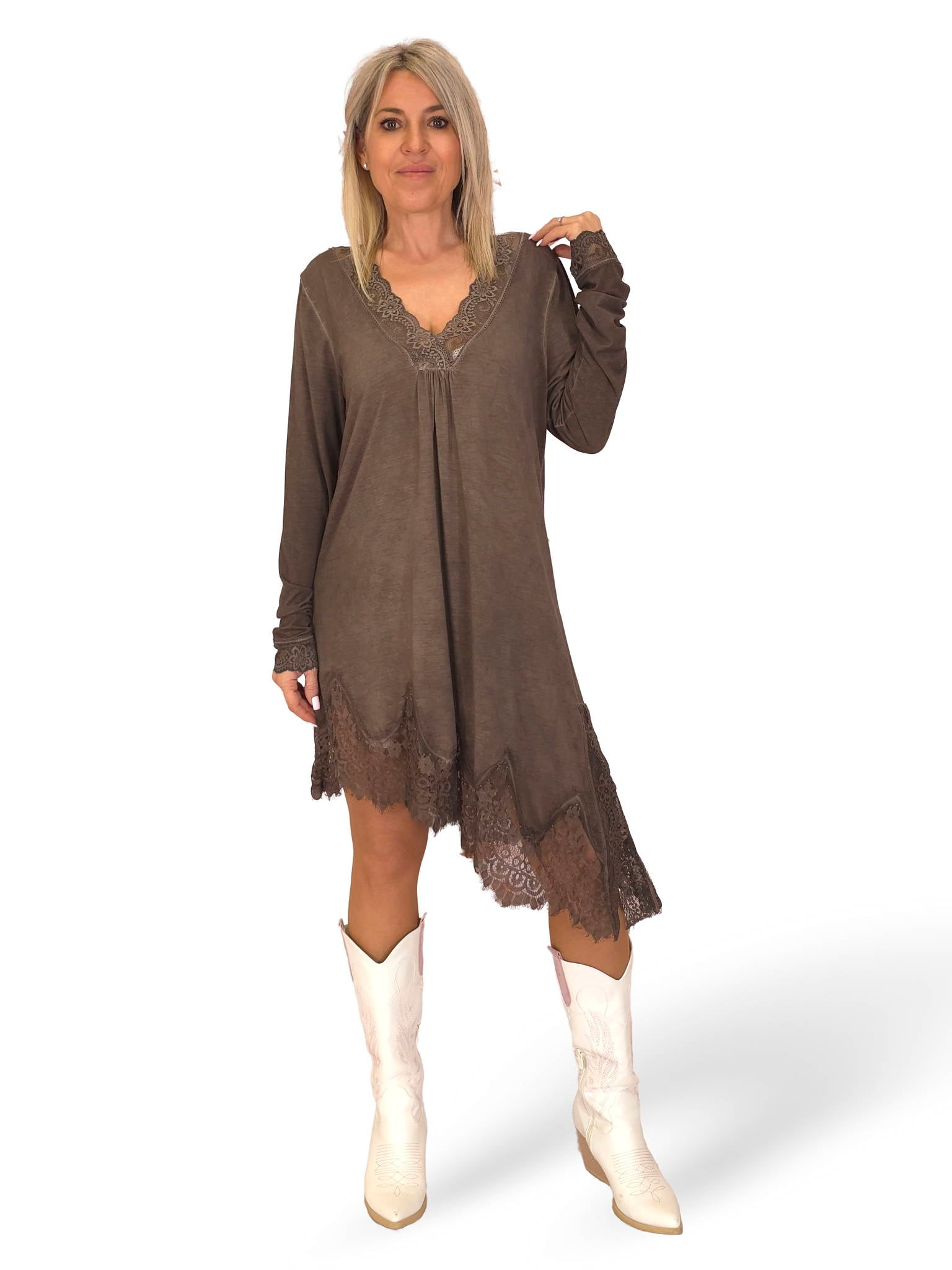 TOP/VESTIDO LENCERO MANGAS ASIMETRICO JOT