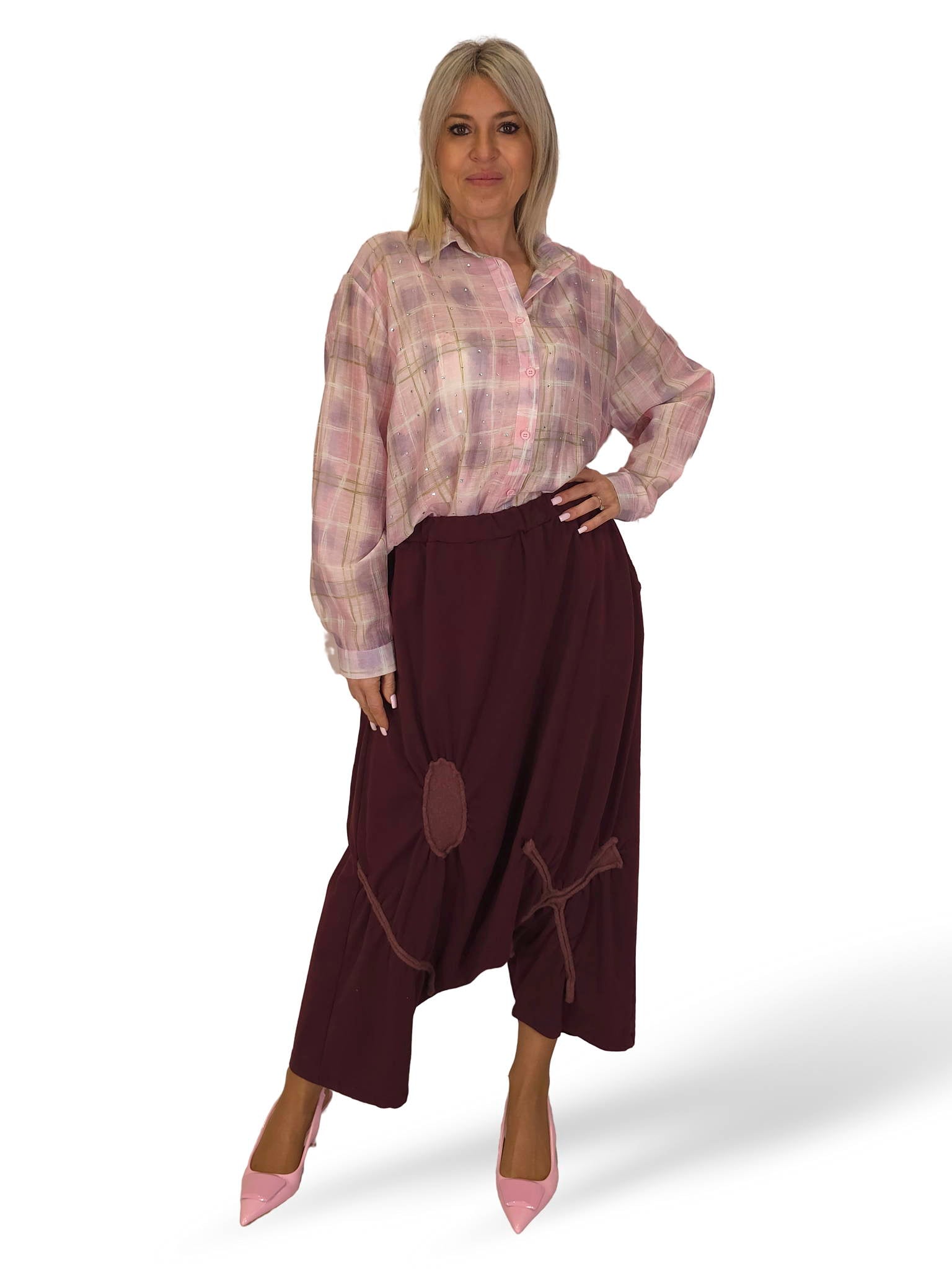 MAXI CAMISA CUADROS STRASS JOT