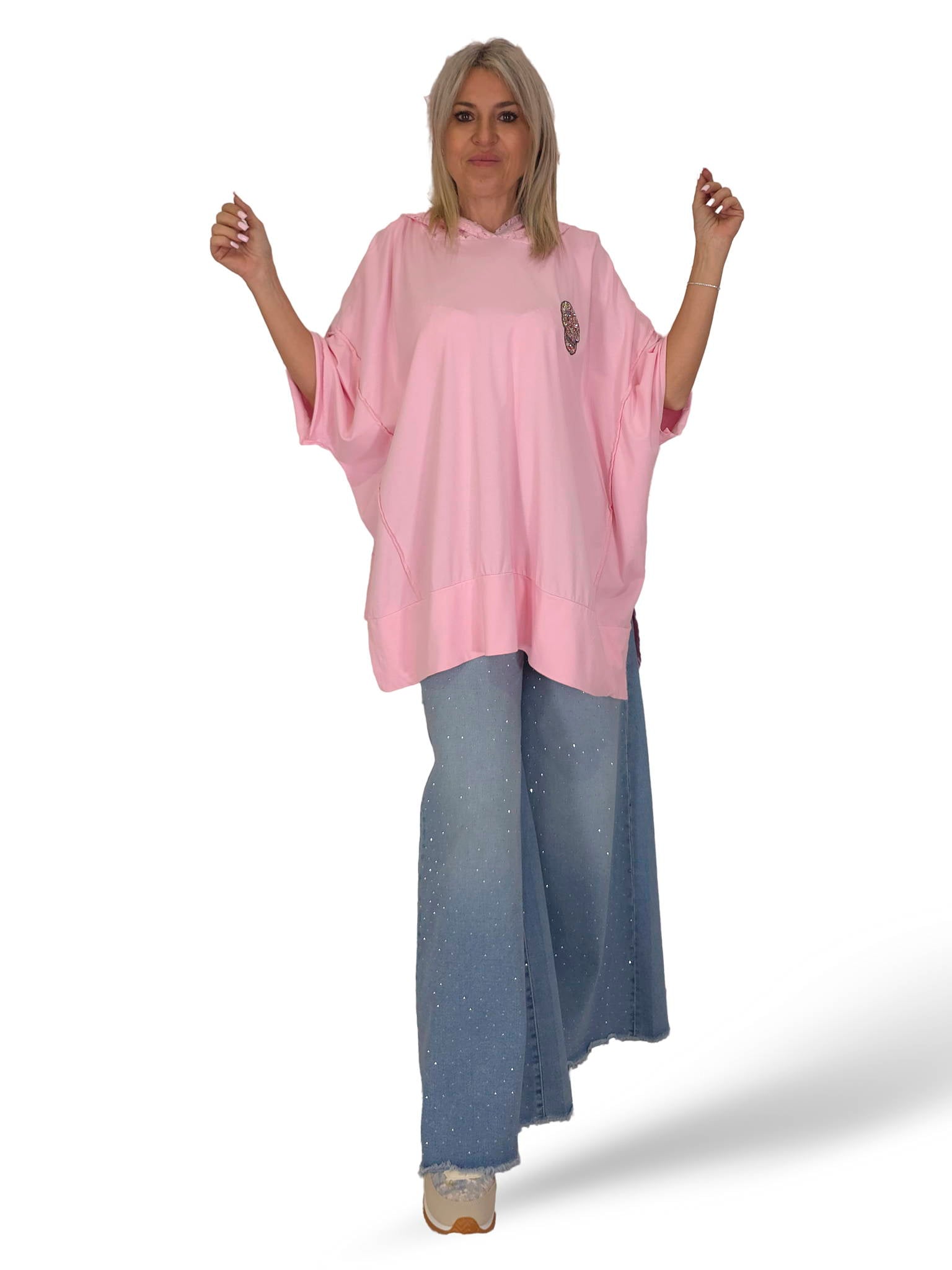 MAXI CAMISETA CAPUCHA ENCAJE CALAVERA