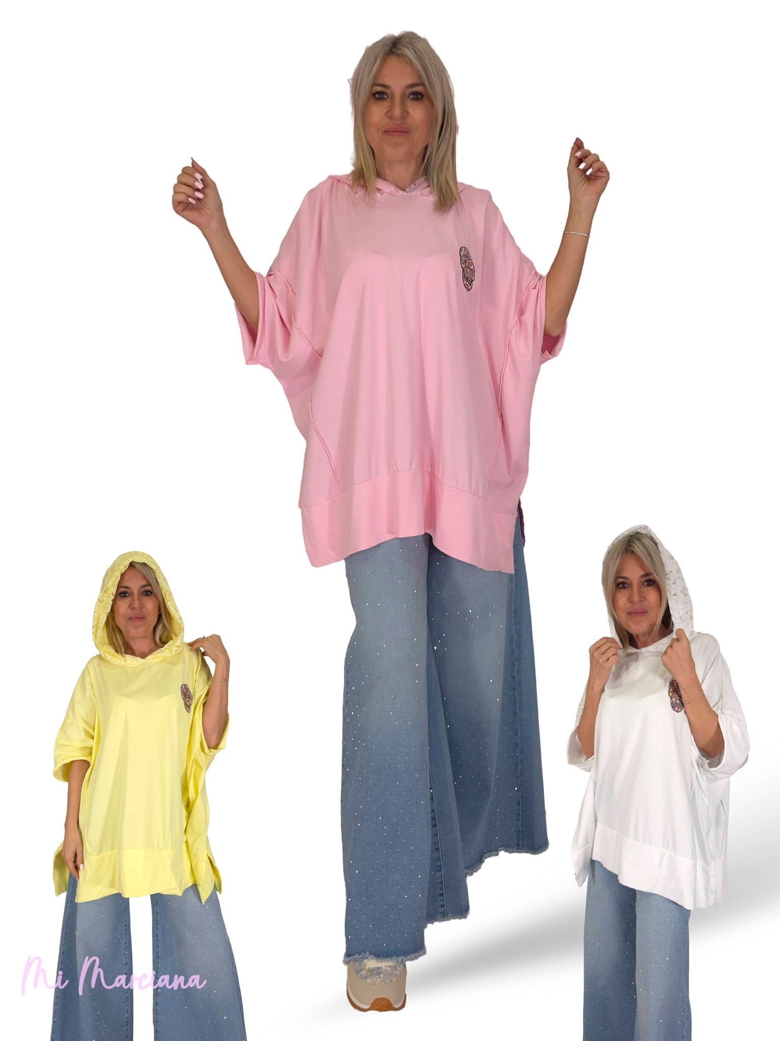 MAXI CAMISETA CAPUCHA ENCAJE CALAVERA