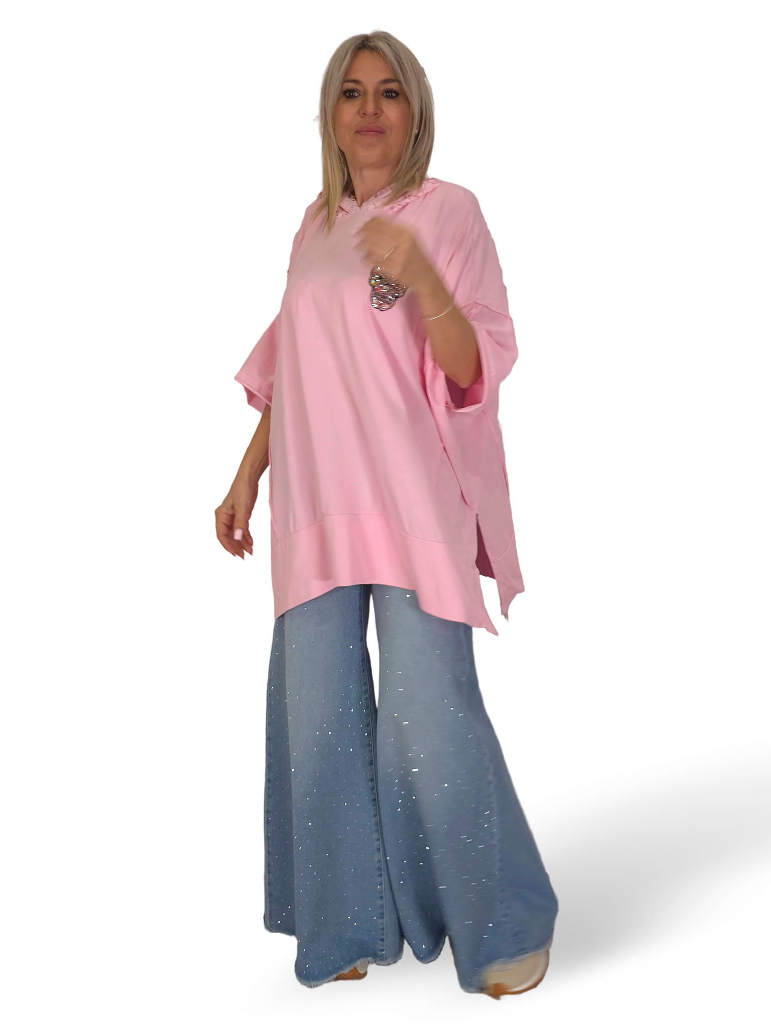 MAXI CAMISETA CAPUCHA ENCAJE CALAVERA