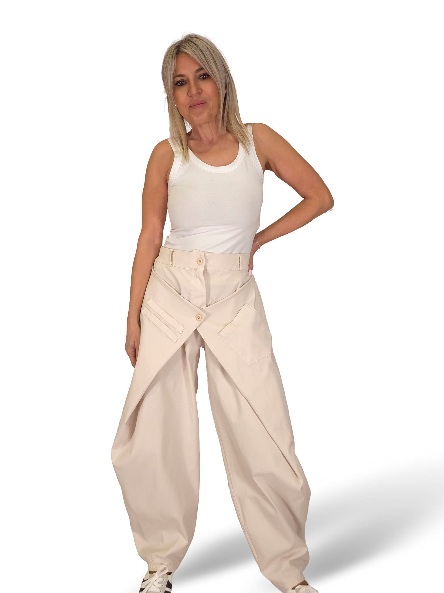 PANTALON URBAN CRUZADO LONETA ELÁSTICA