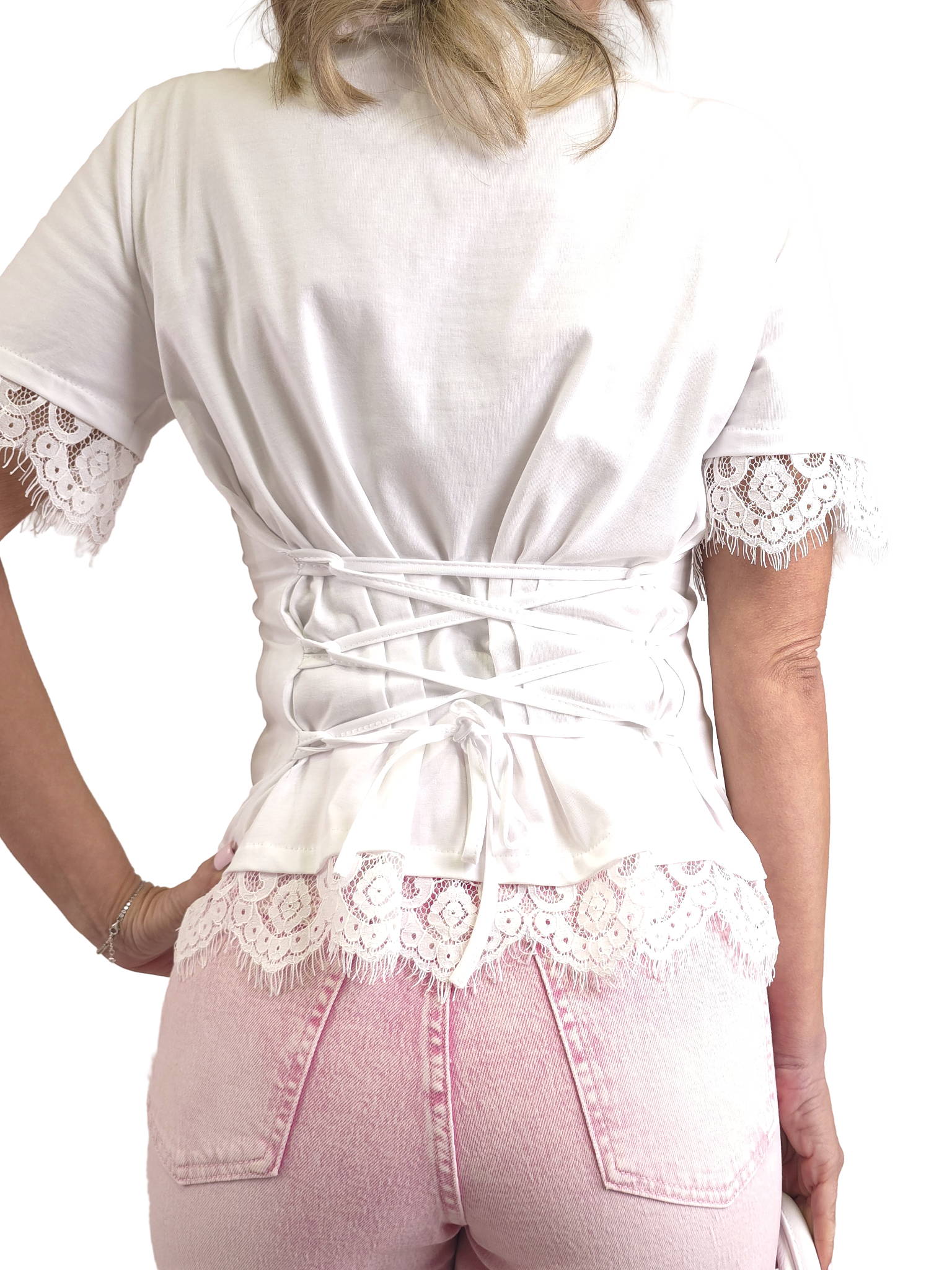 CAMISETA CORSET BLONDA ENCAJE