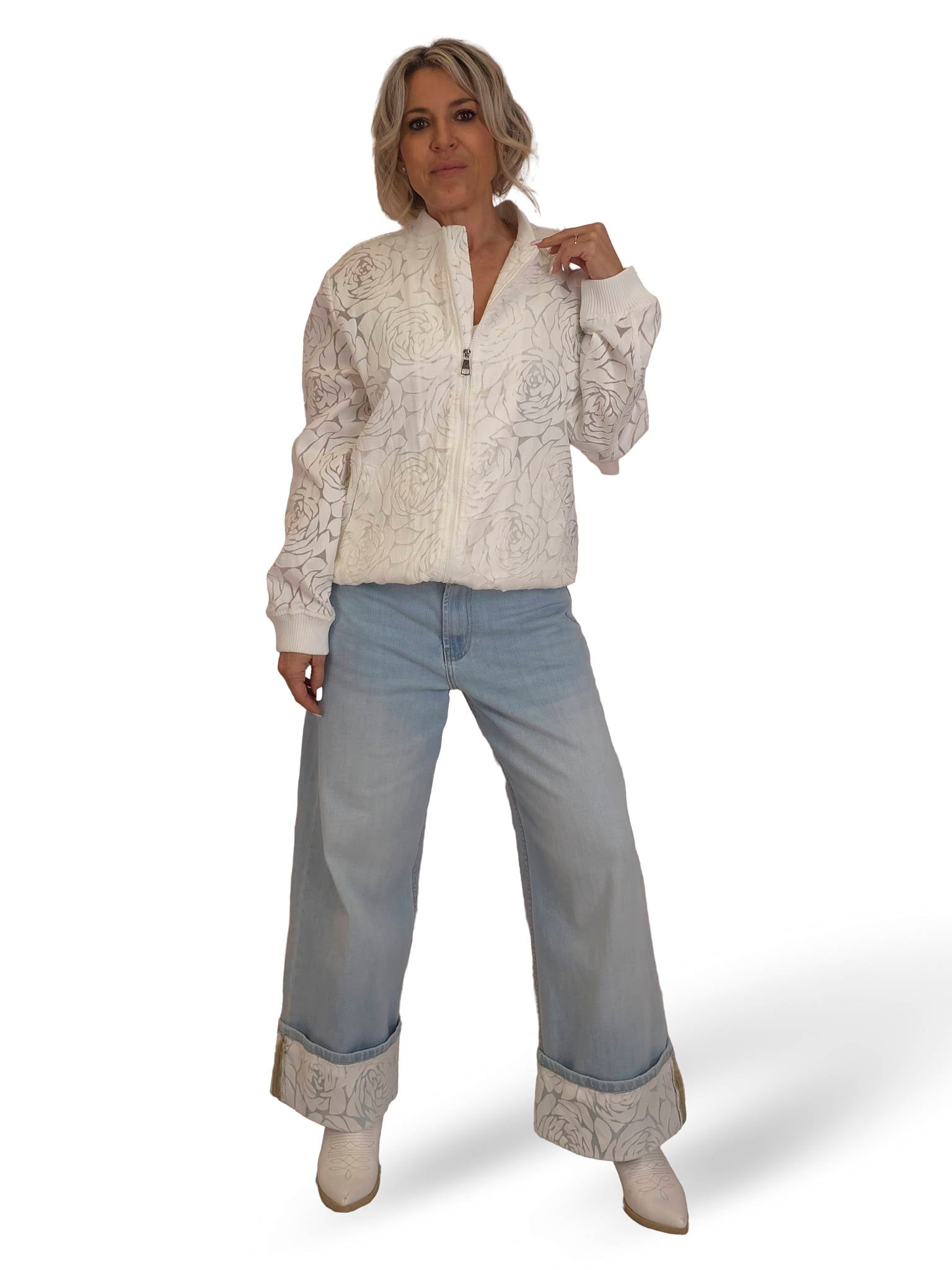 JEANS DOBLADILLO TUL FLORES