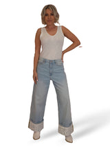 JEANS DOBLADILLO TUL FLORES