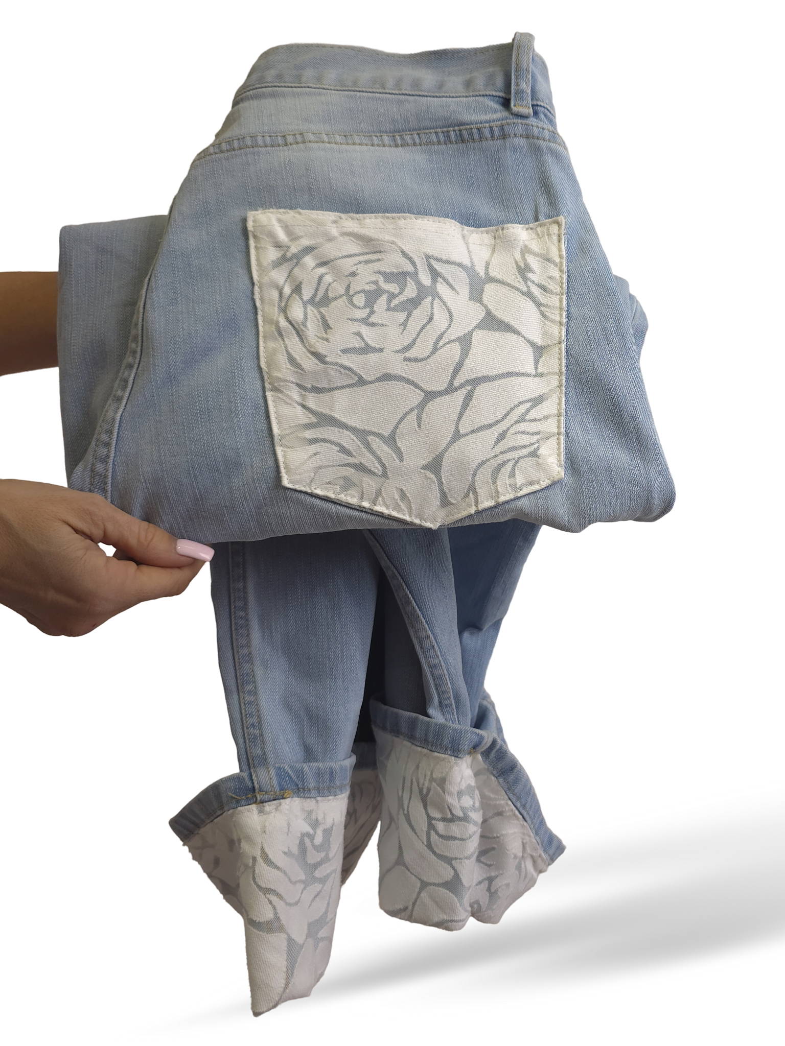 JEANS DOBLADILLO TUL FLORES